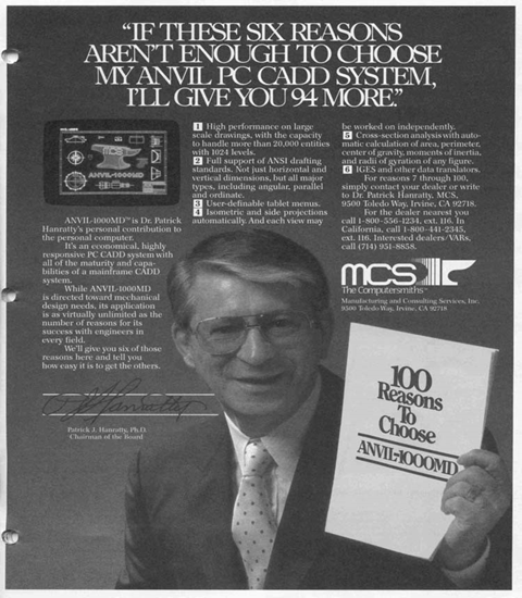 Pat Hanratty and advertisement for ANVIL-1000MD